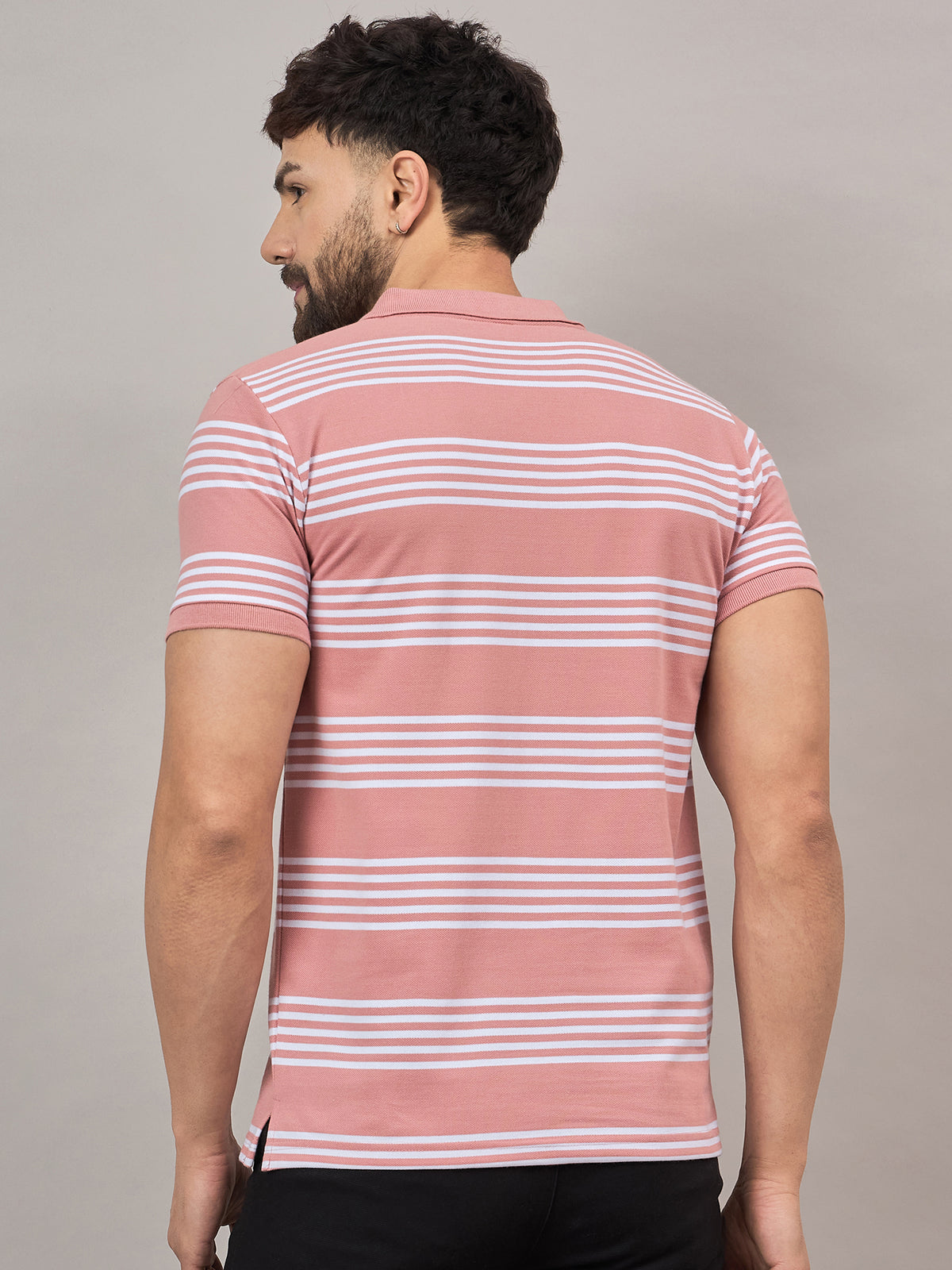 Pink Striped Polo T-Shirt