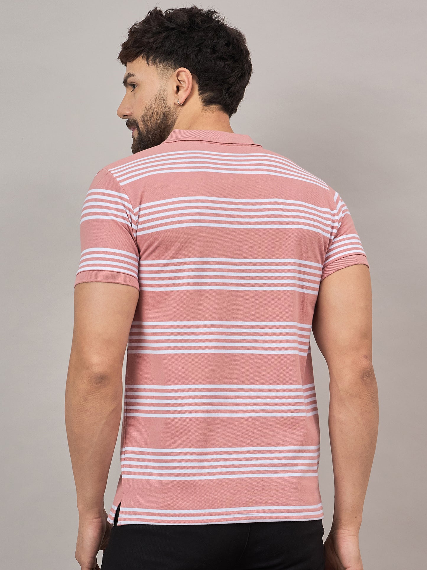 Pink Striped Polo T-Shirt