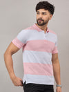 Dark Pink Striped Polo T-Shirt