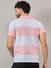 Dark Pink Striped Polo T-Shirt