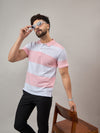 Dark Pink Striped Polo T-Shirt