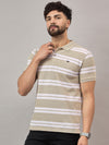 Beige Striped Polo T-Shirt