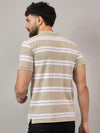 Beige Striped Polo T-Shirt