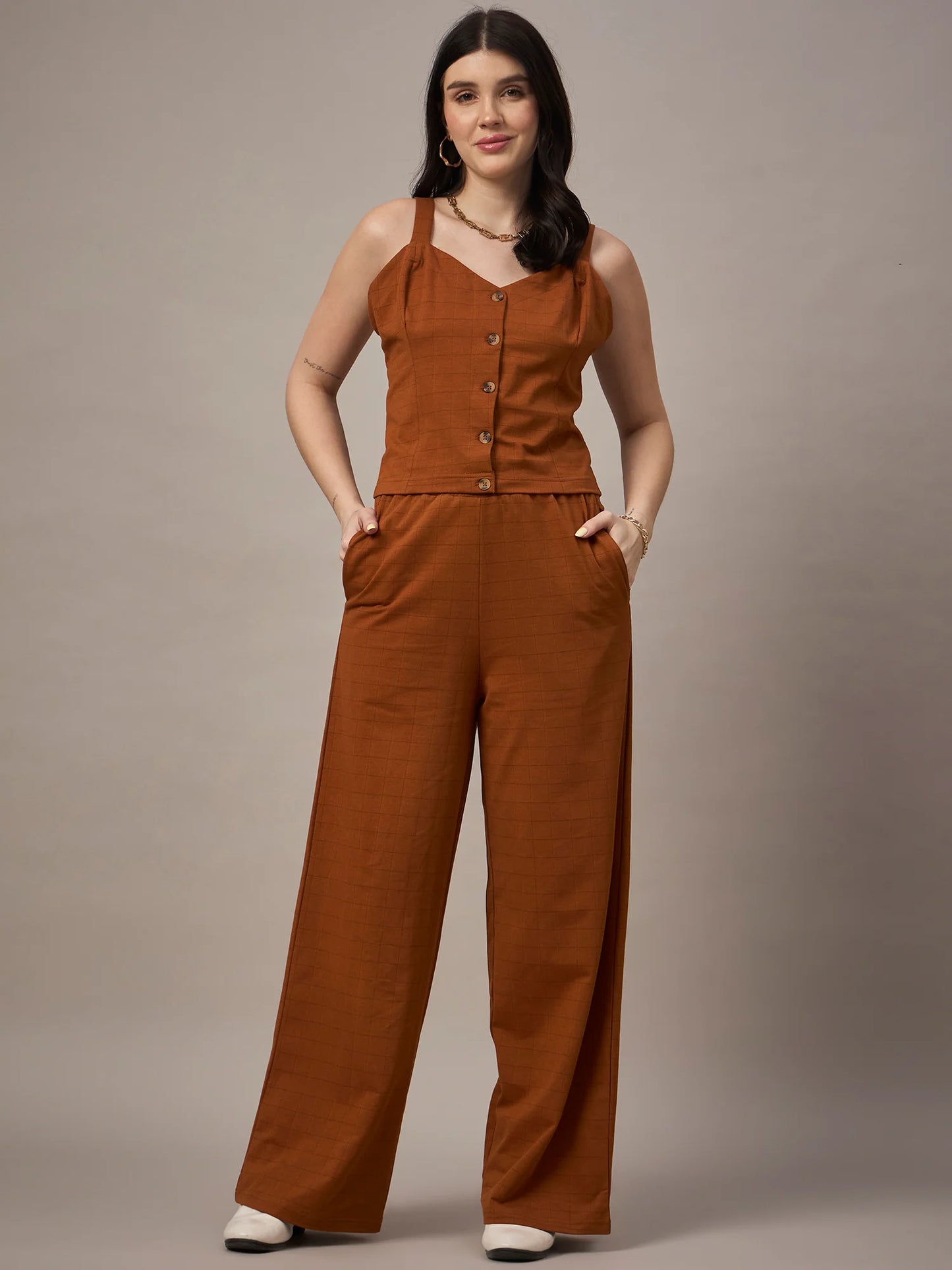 Women Co-ord Set Brown