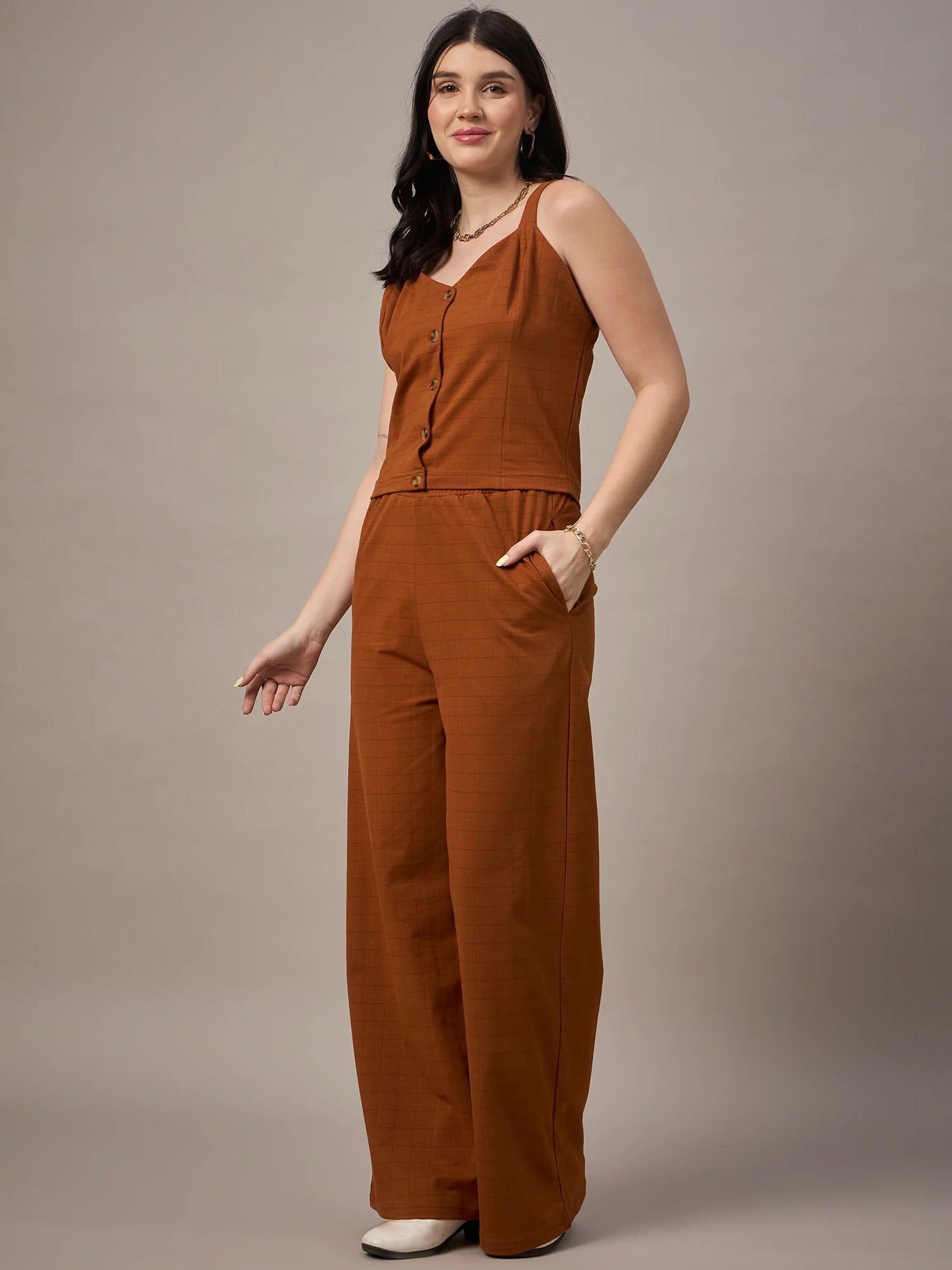 Women Co-ord Set Brown