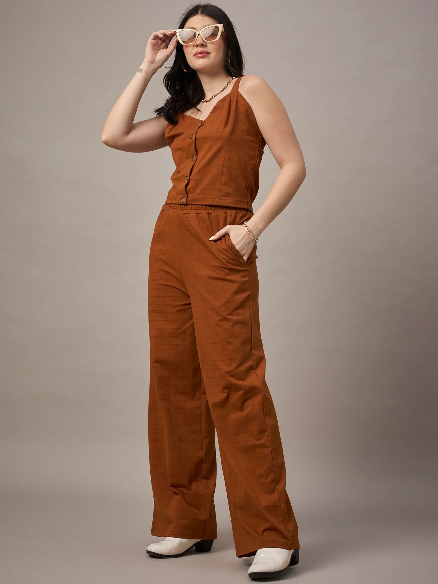 Women Co-ord Set Brown
