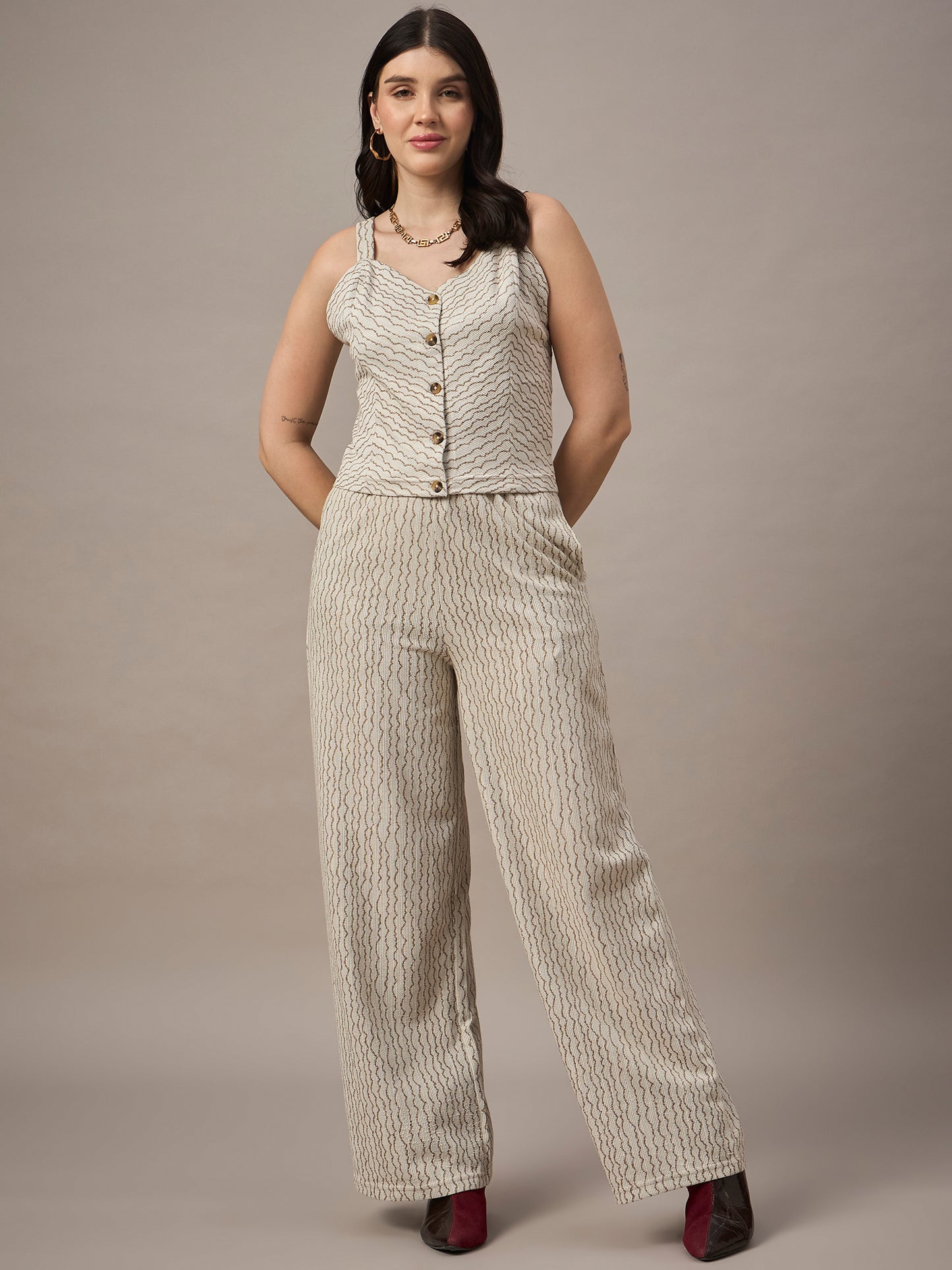 Women Co-ord set Beige
