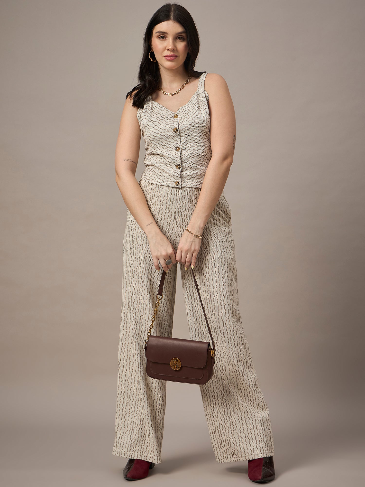 Women Co-ord set Beige