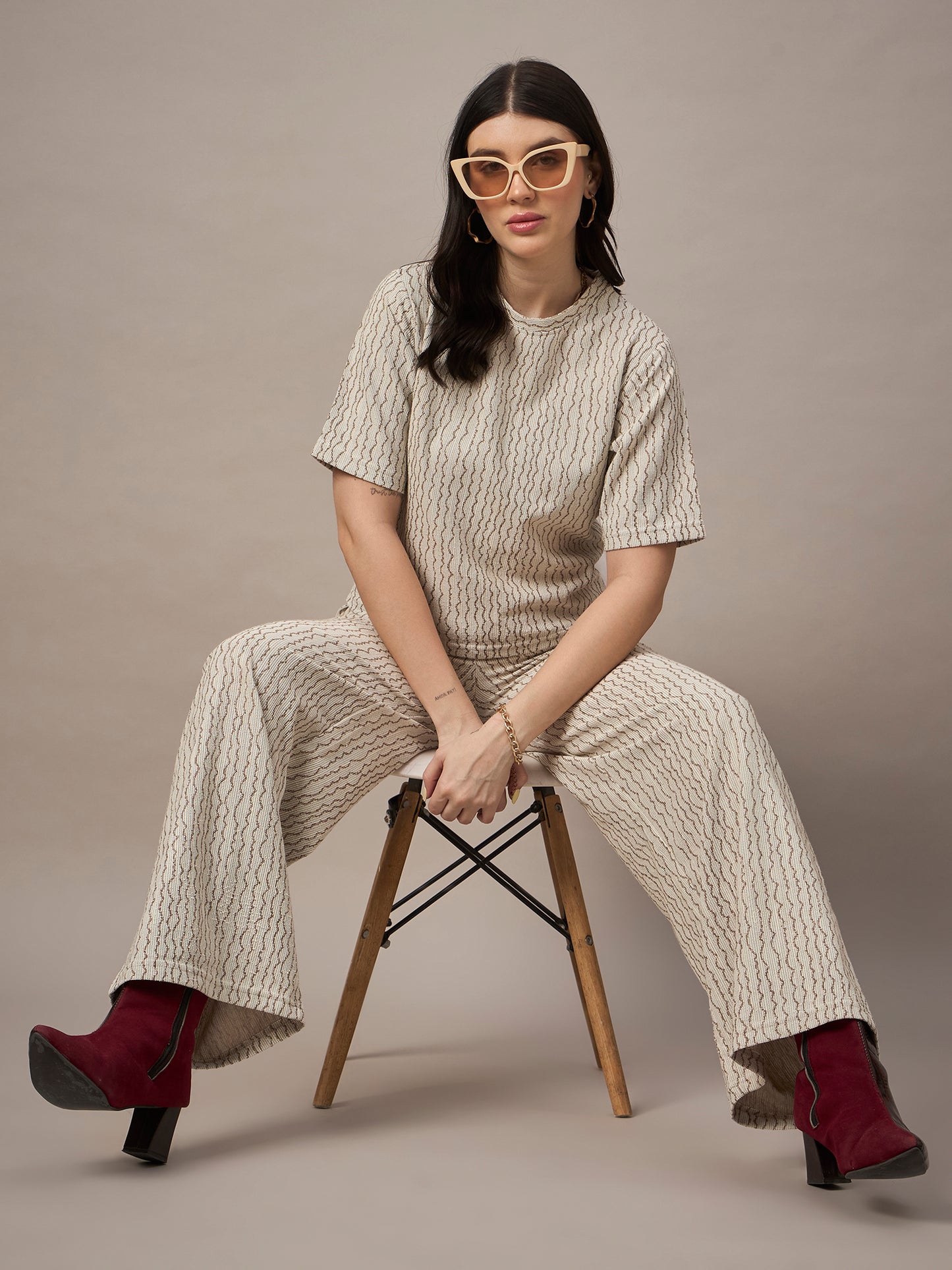 Women Co-ord set Beige