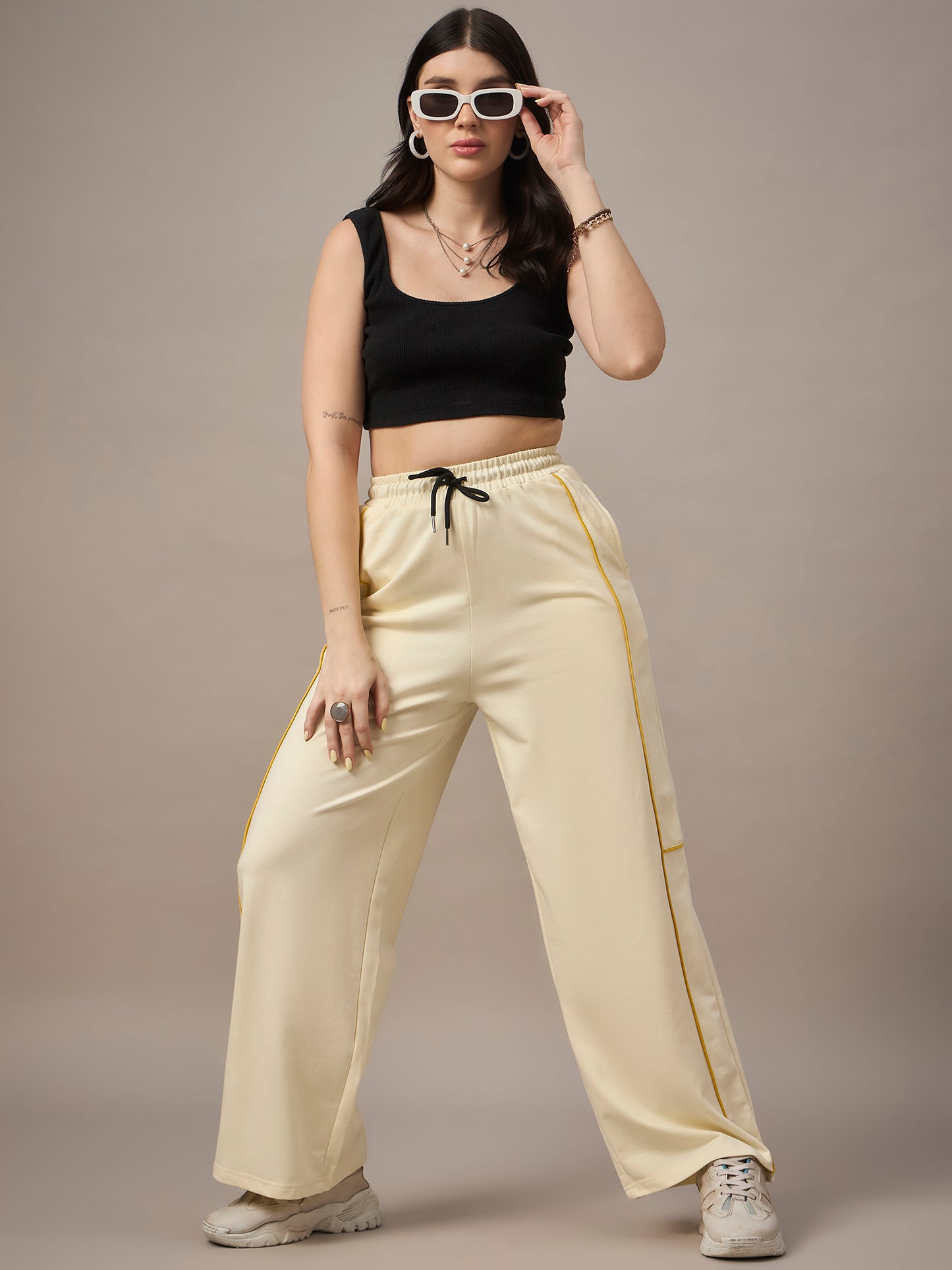 Women Cream Trackpants