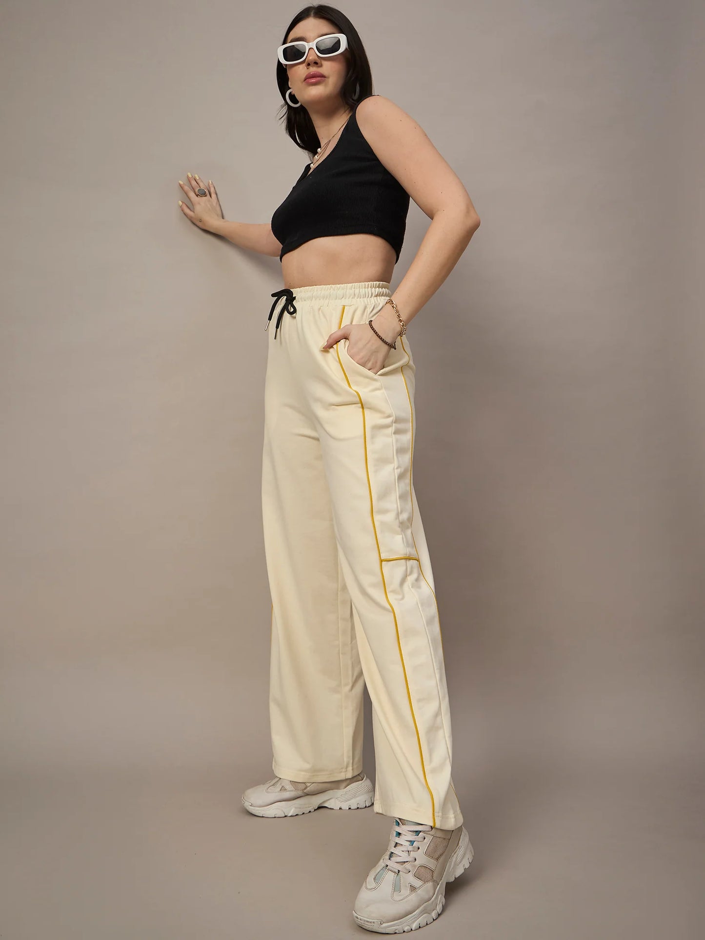 Women Cream Trackpants