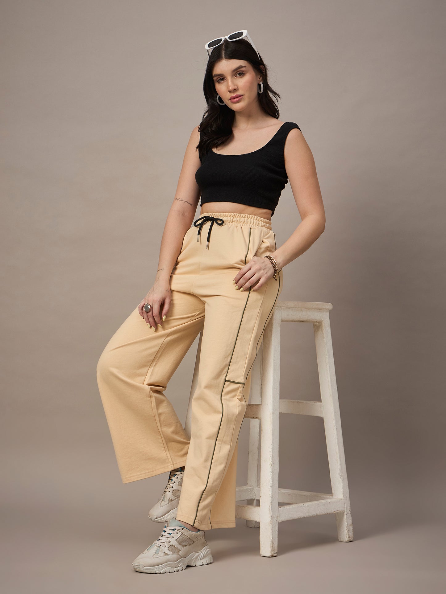 Women Beige Trackpants