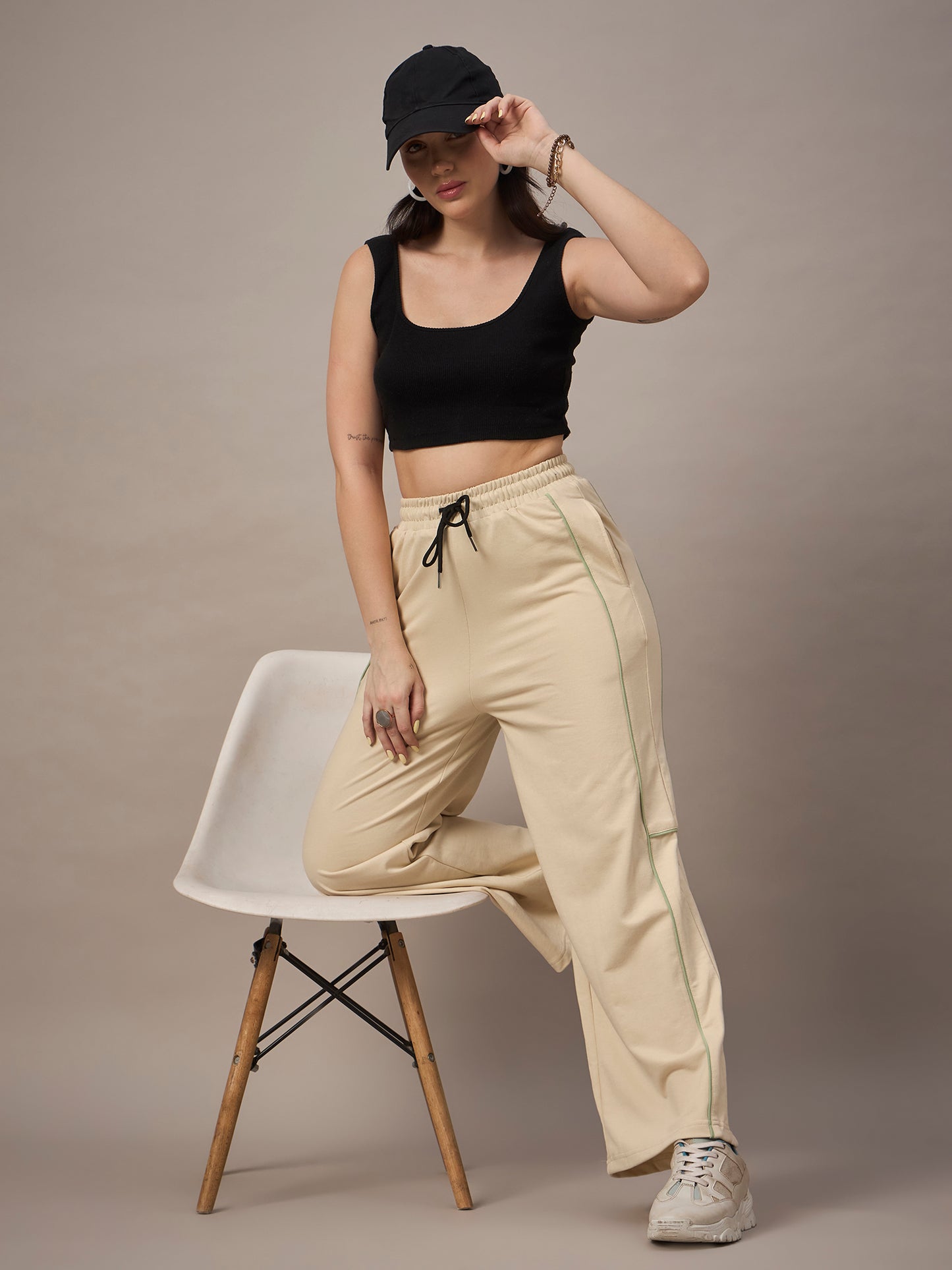 Women Beige Trackpants