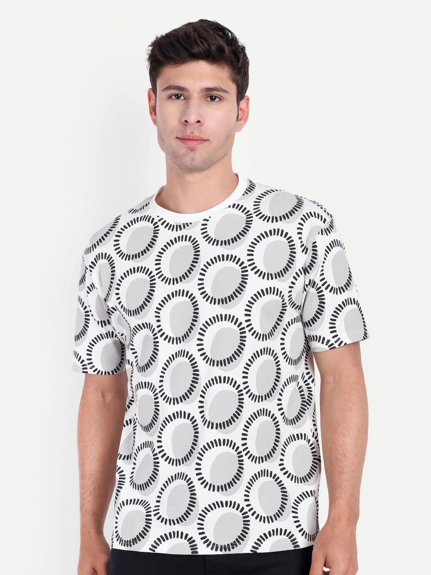 Men Printed Round Neck T-Shirt White