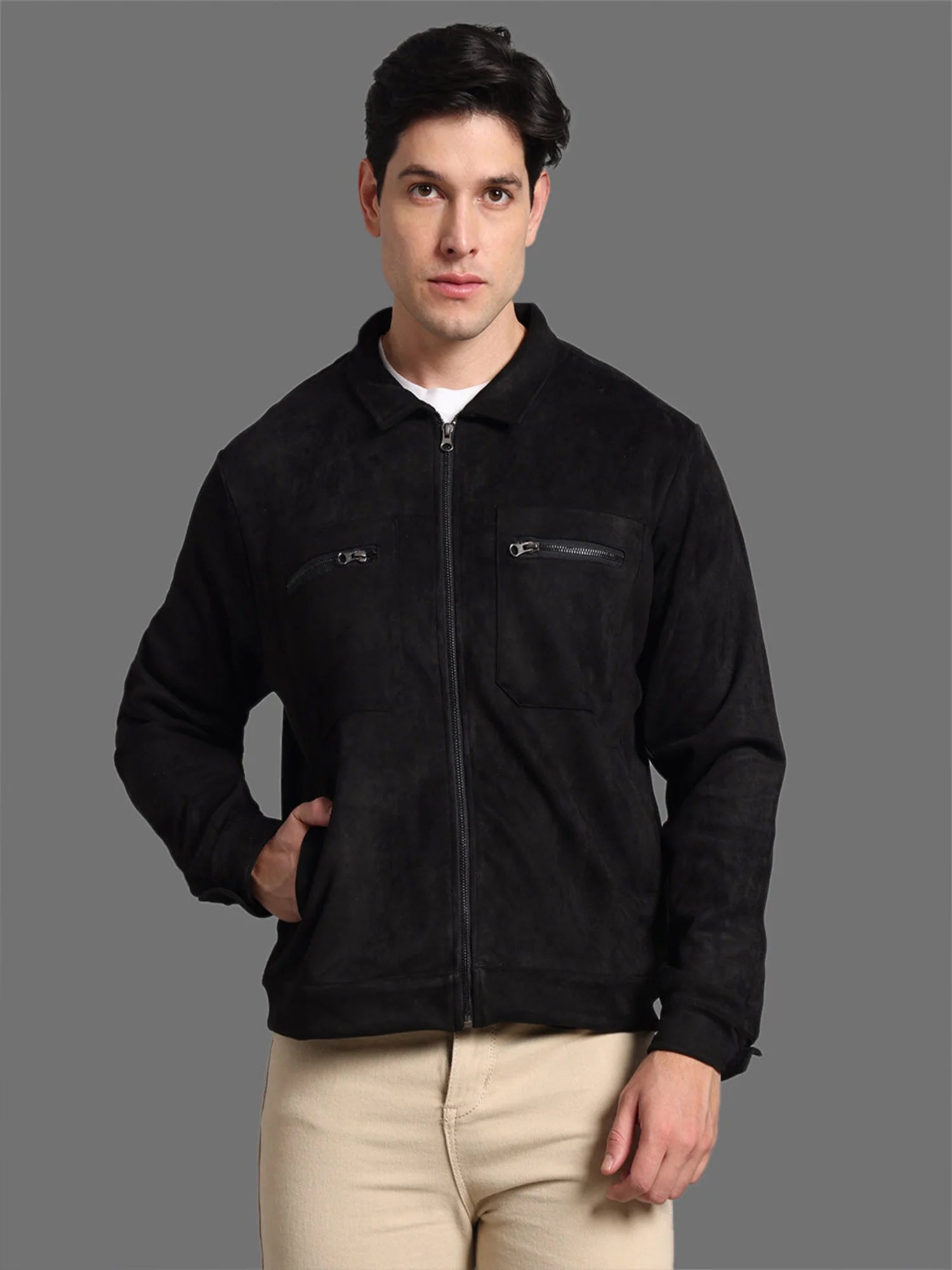 Men Black Mens Suede Jacket - Reprise