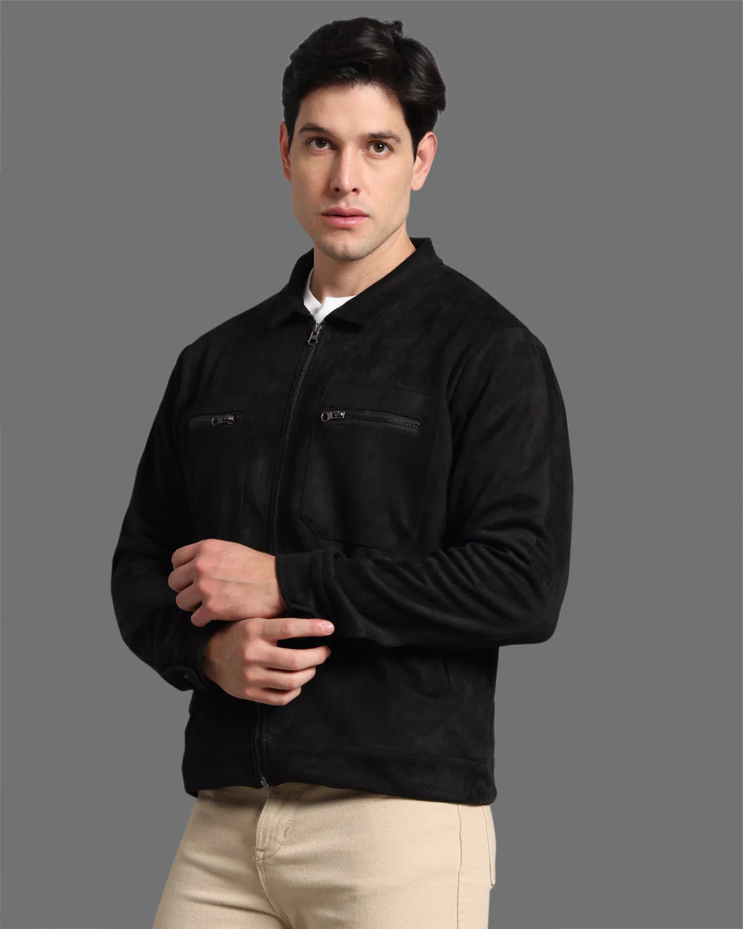 Men Black Mens Suede Jacket - Reprise