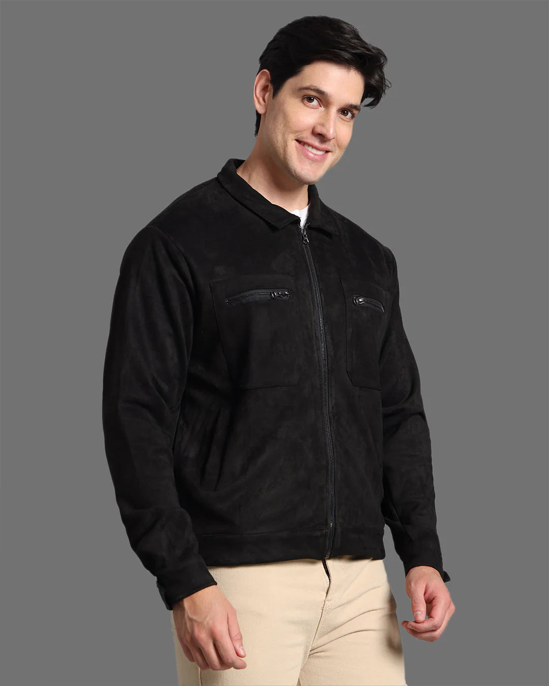 Men Black Mens Suede Jacket - Reprise