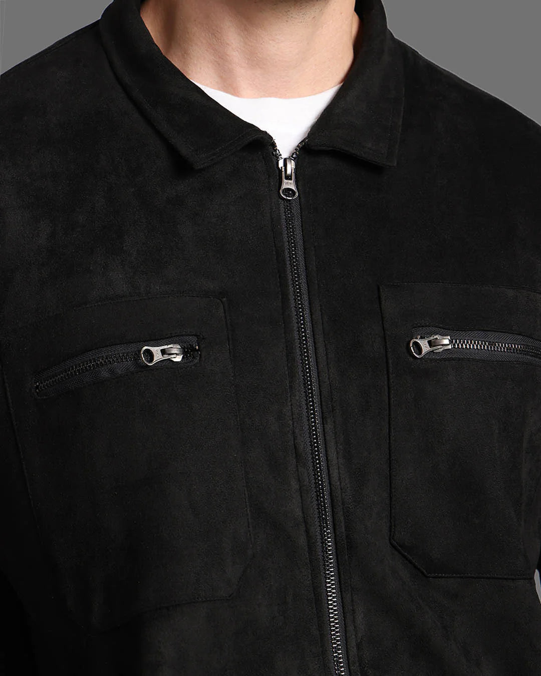 Men Black Mens Suede Jacket - Reprise