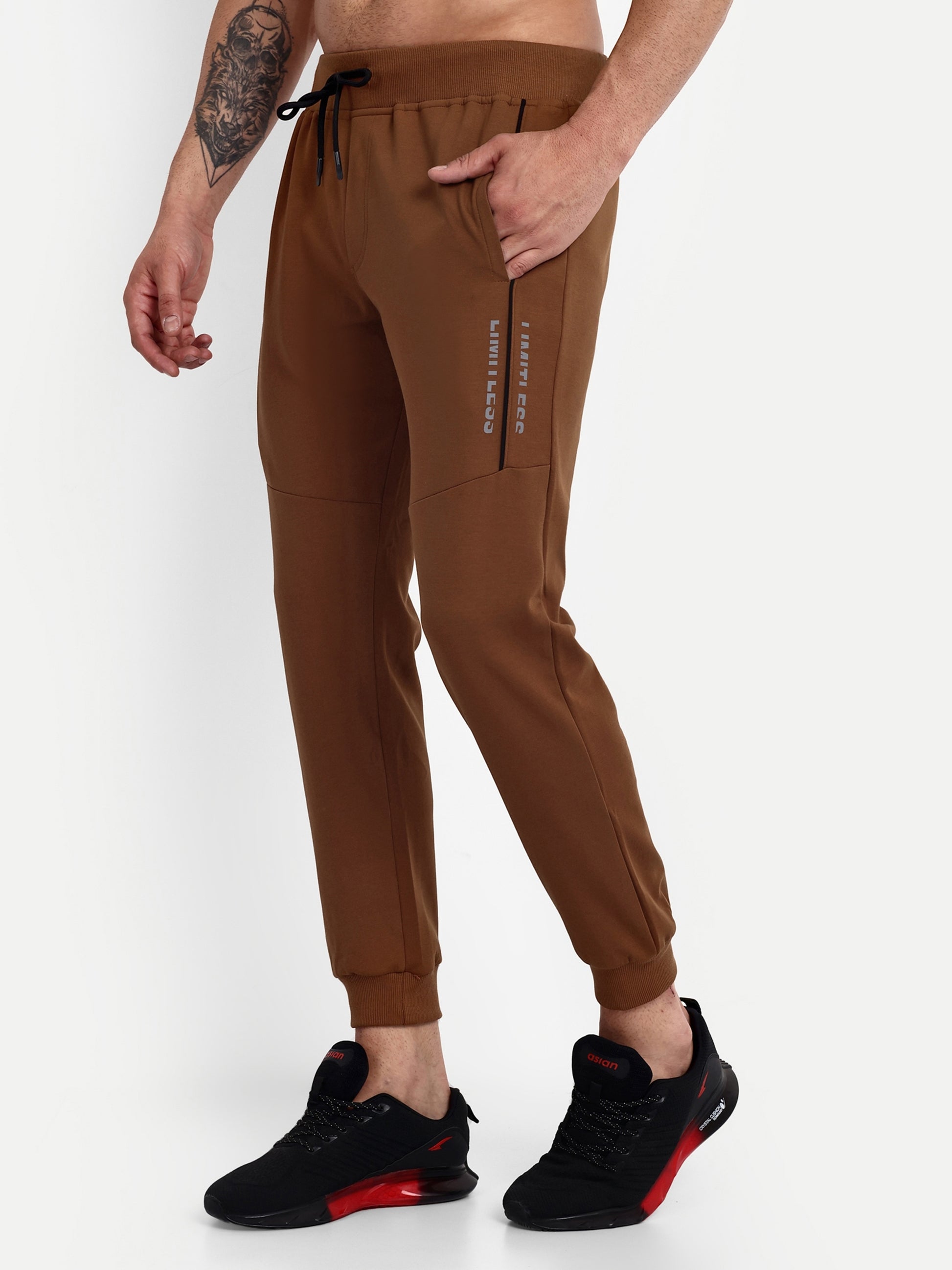 Men's Brown Cotton Casual Joggers - Reprise