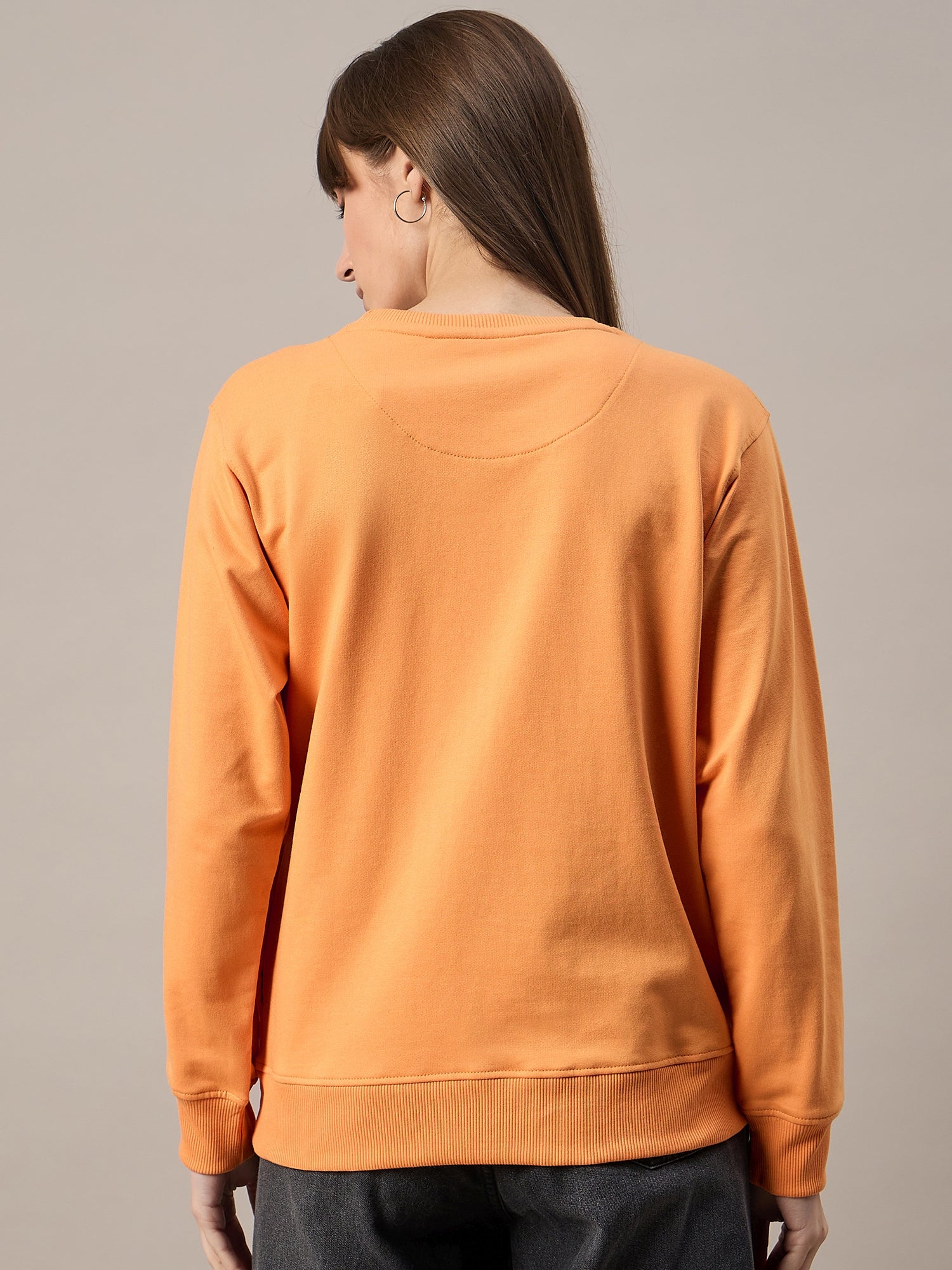 Women Orange Round Neck Sweatshirt - Reprise