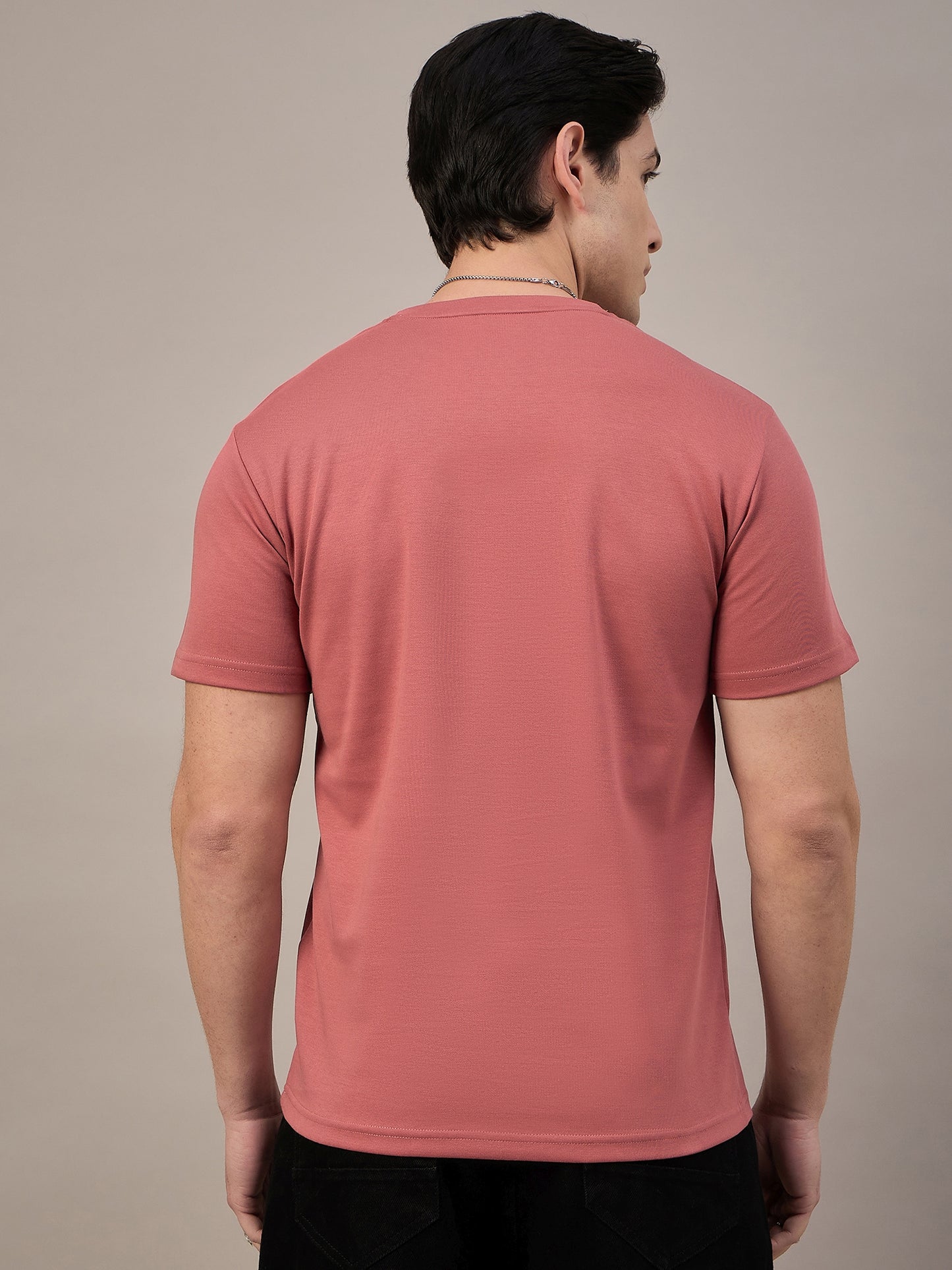 Mens Round Neck T-shirt Coral