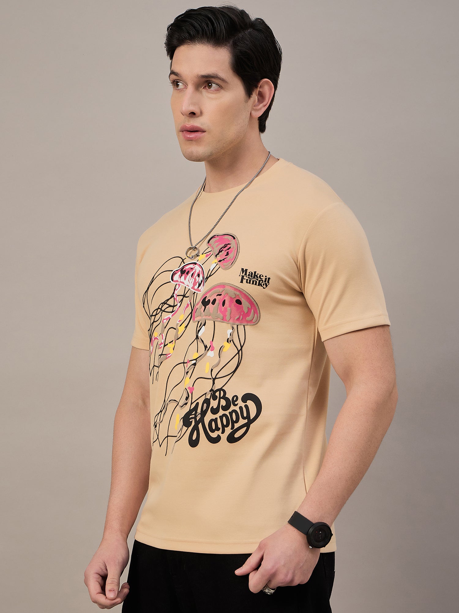 Mens Round Neck T-shirt Light Orange