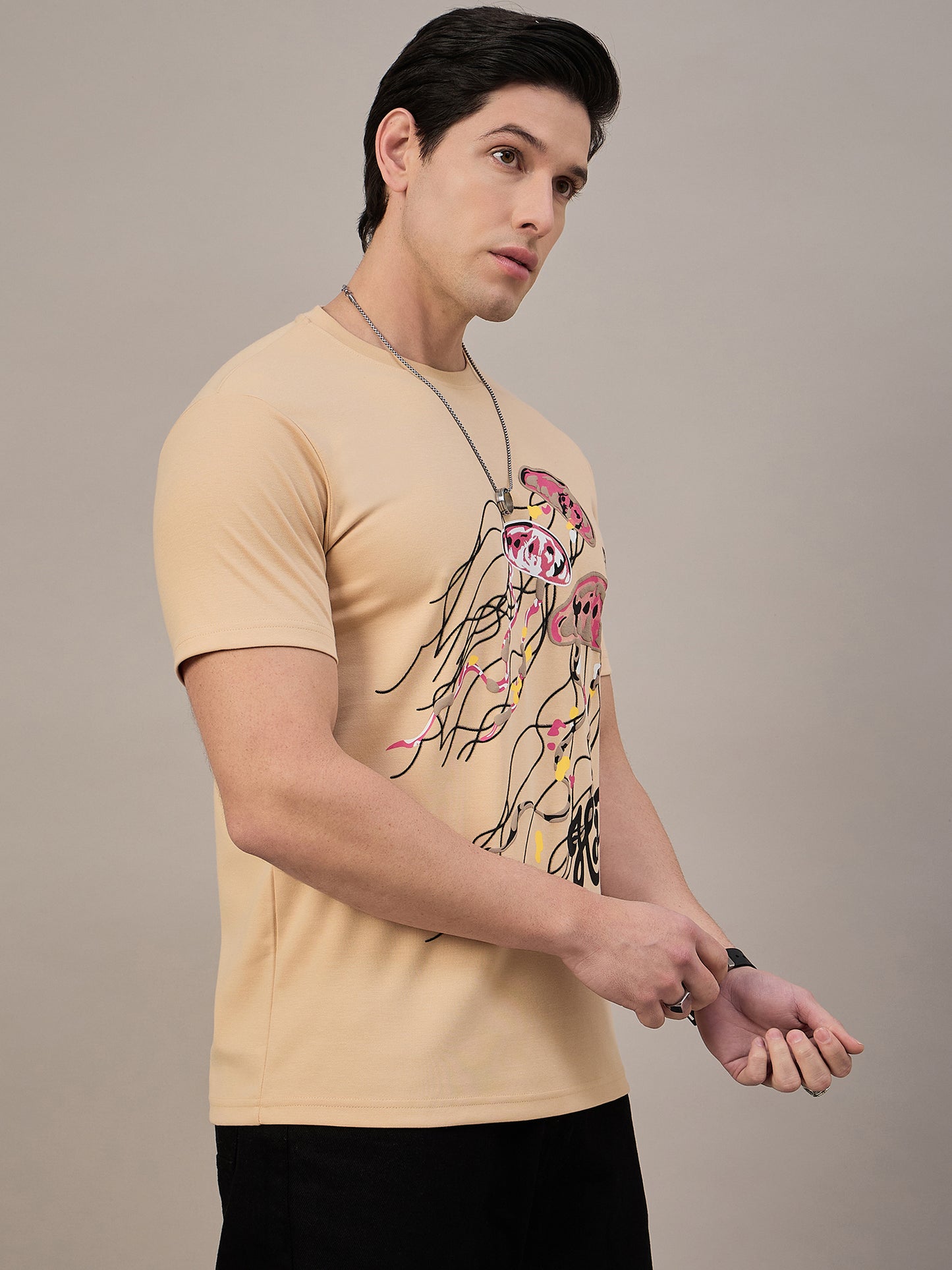 Mens Round Neck T-shirt Light Orange