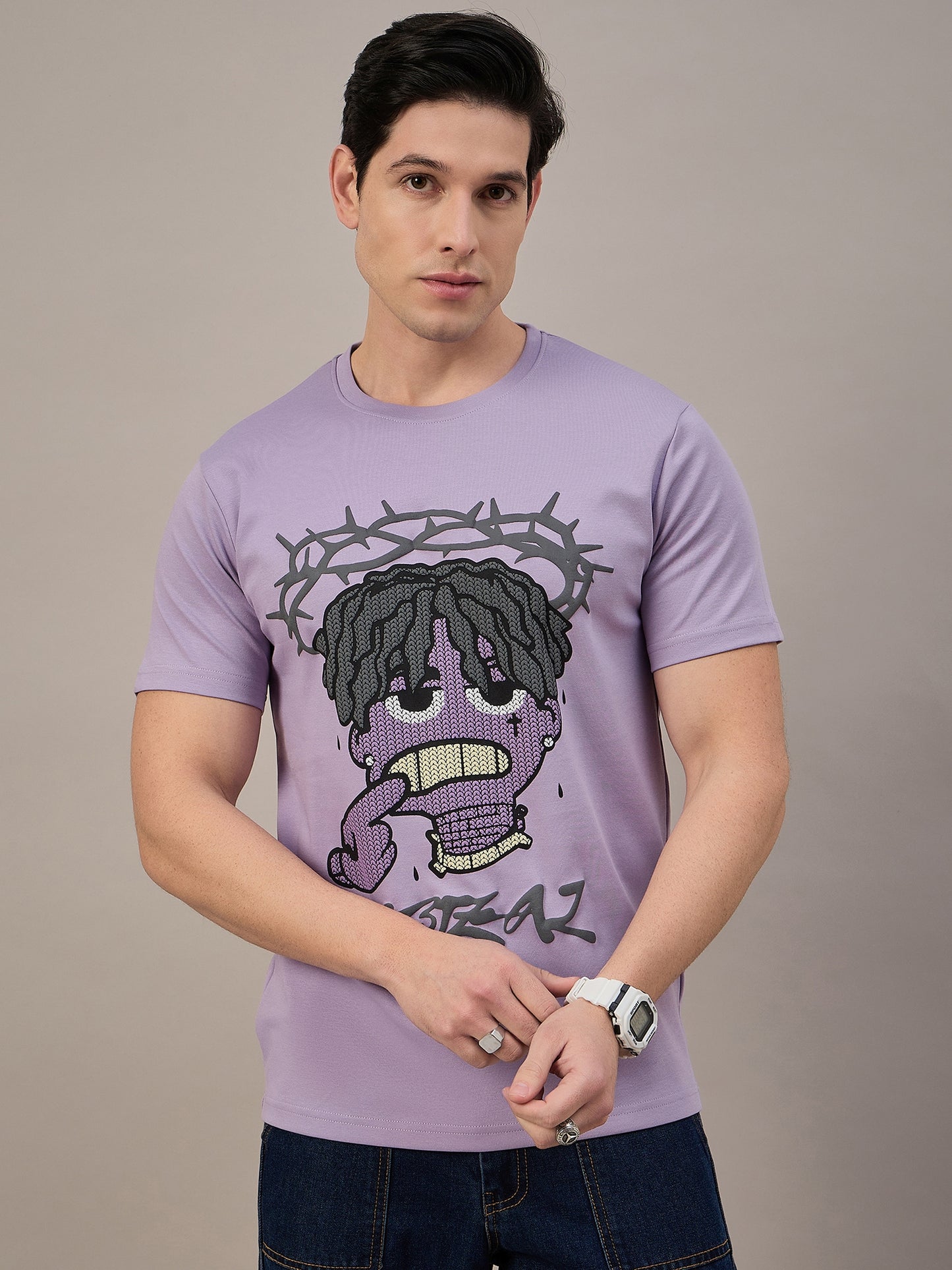 Mens Round Neck T-shirt Lilac
