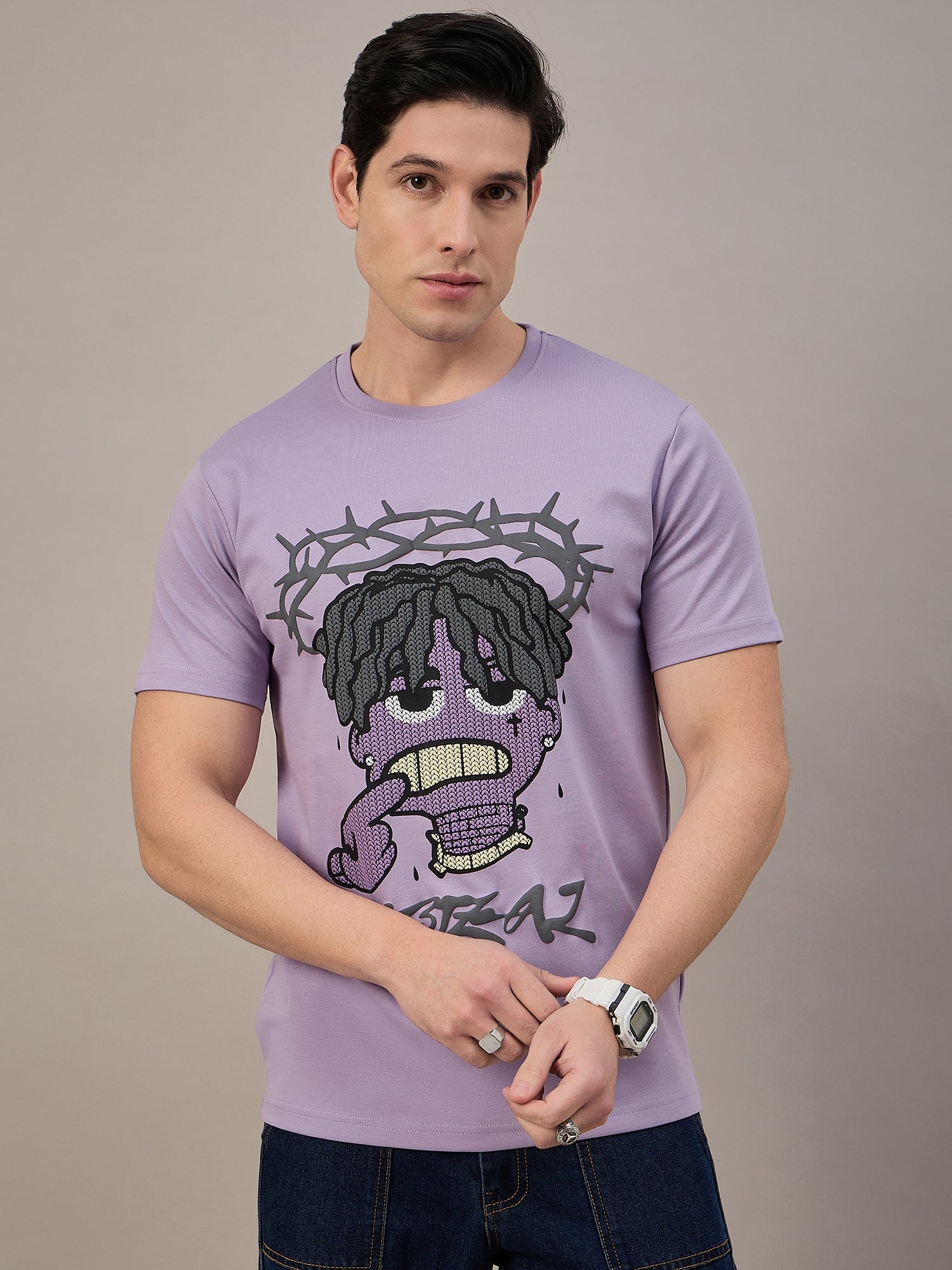 Mens Round Neck T-shirt Lilac