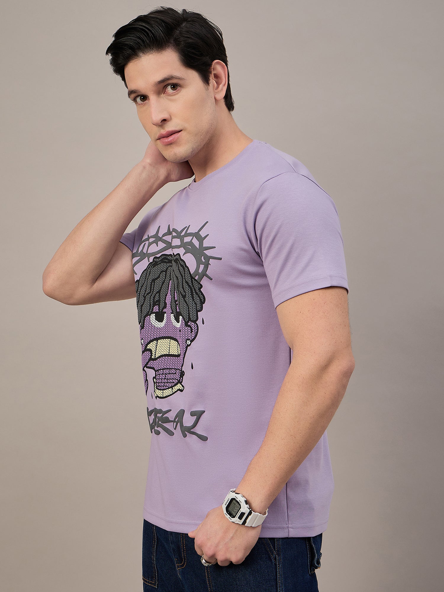 Mens Round Neck T-shirt Lilac