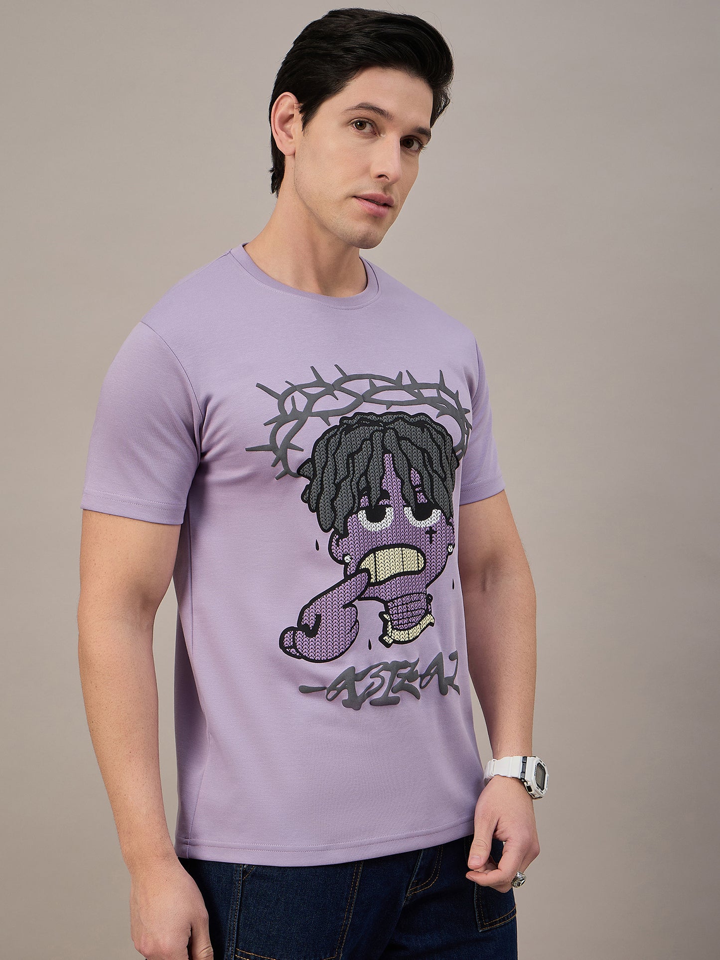 Mens Round Neck T-shirt Lilac