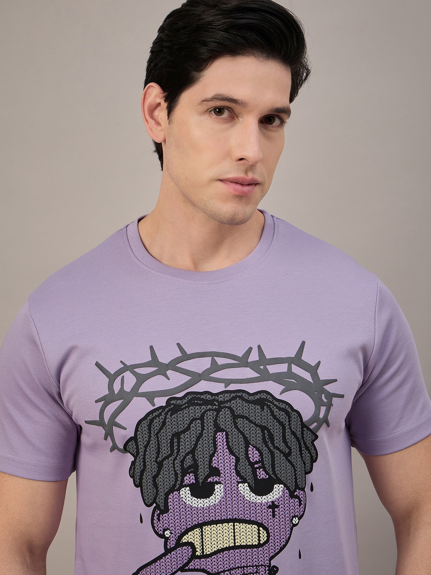 Mens Round Neck T-shirt Lilac