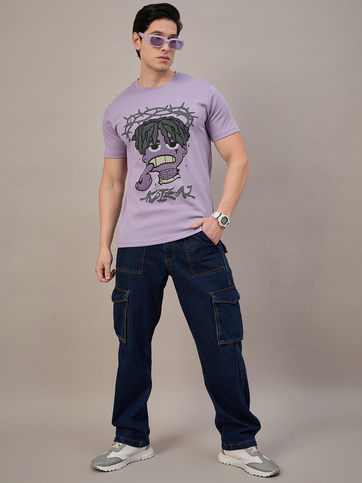Mens Round Neck T-shirt Lilac