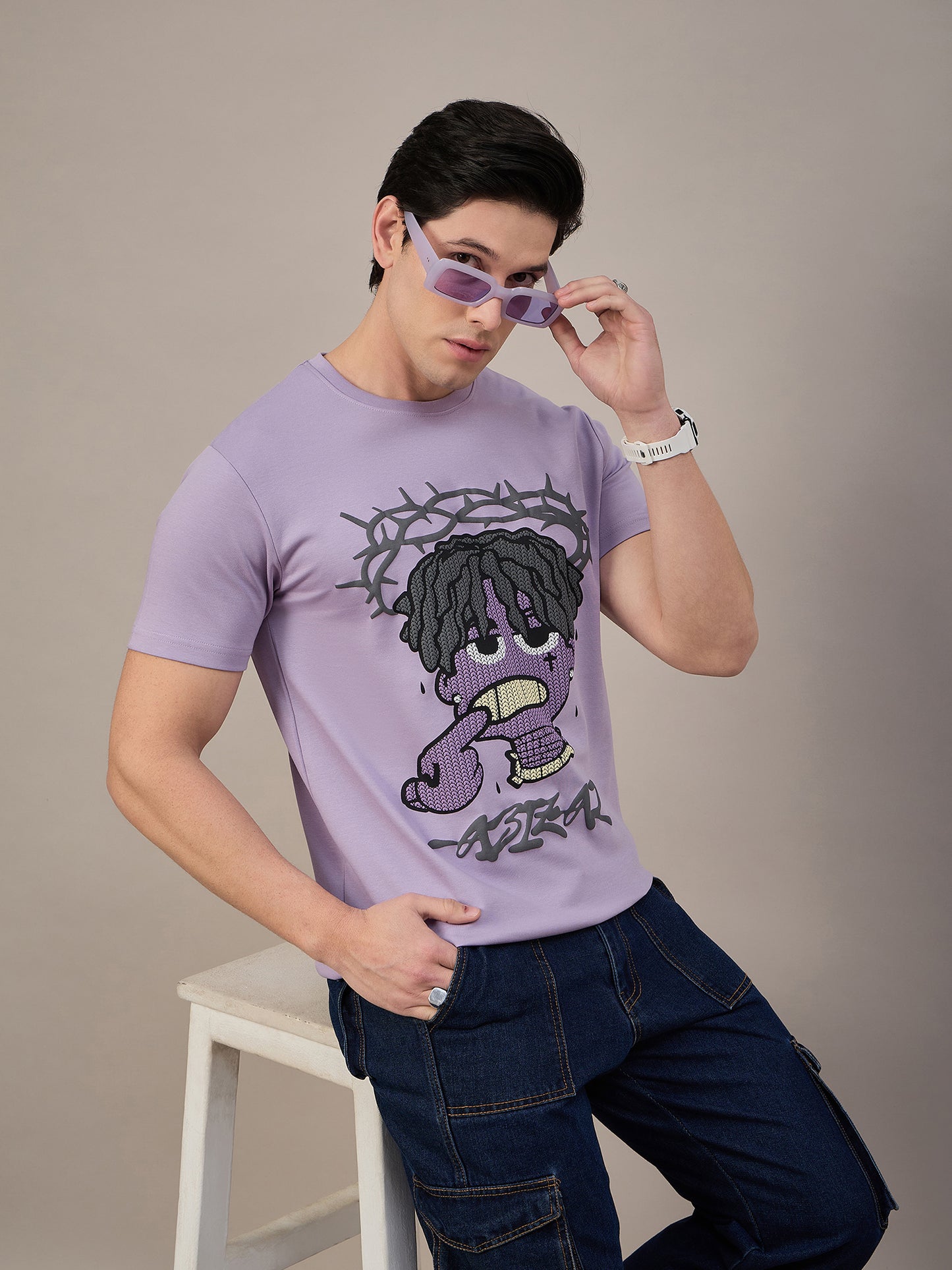 Mens Round Neck T-shirt Lilac