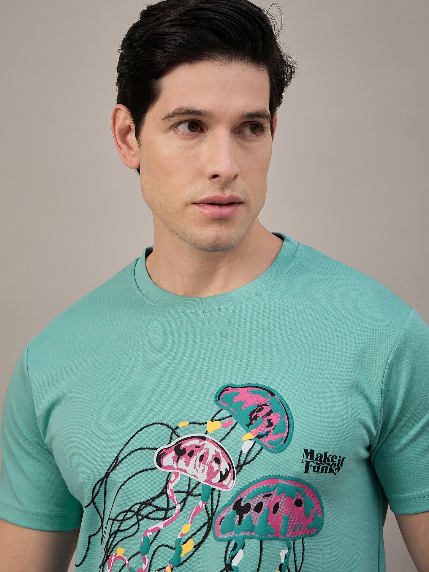 Mens Round Neck T-shirt Sky Blue