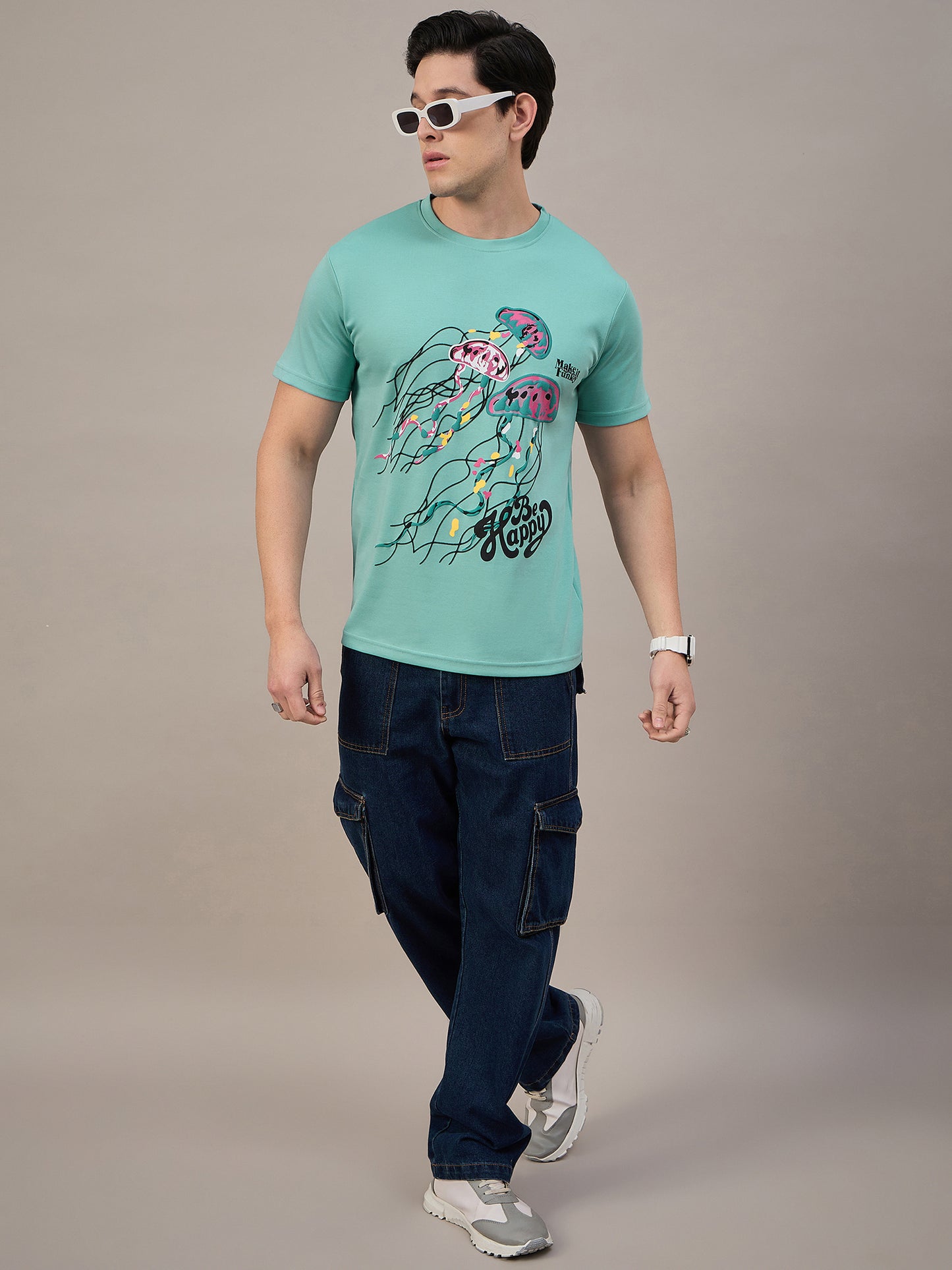 Mens Round Neck T-shirt Sky Blue
