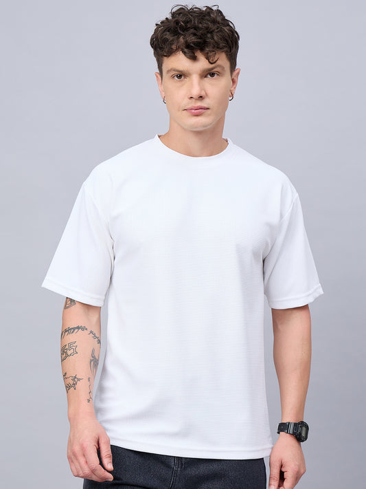 Men Oversized Round Neck Drop Shoulder T-shirt White