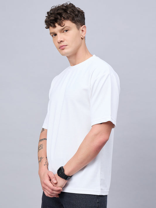 Men Oversized Round Neck Drop Shoulder T-shirt White