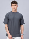Men Oversized Round Neck Drop Shoulder T-shirt Grey