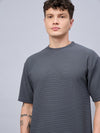 Men Oversized Round Neck Drop Shoulder T-shirt Grey