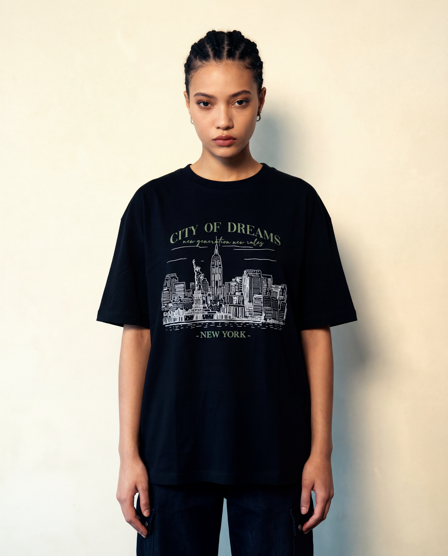 Women Oversized Round Neck Half Sleeves Tshirt Navy - Reprise