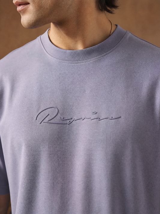 Men Oversize Printed Round Neck T-shirt Lavender - Reprise