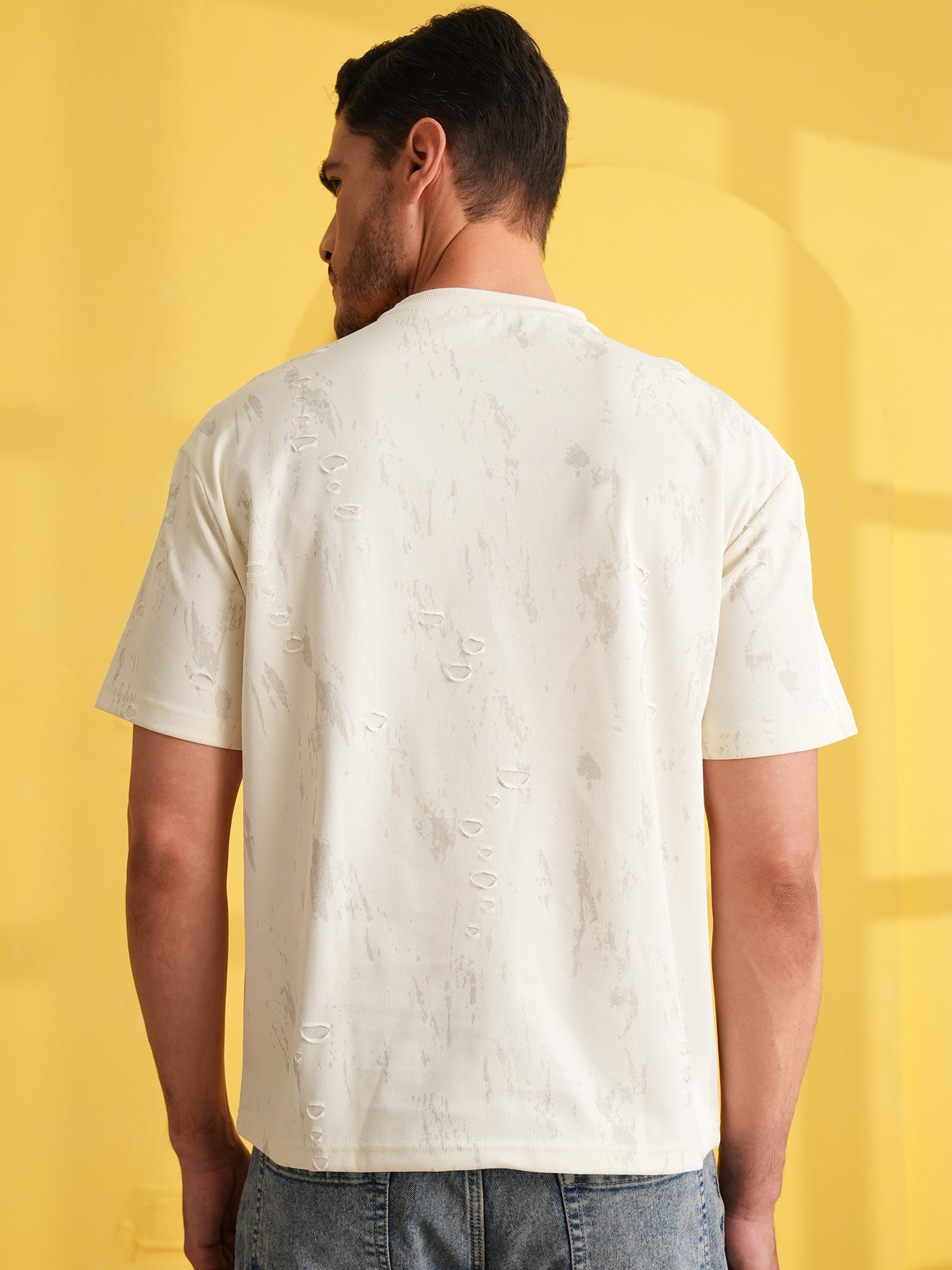 Men Oversize Printed Round Neck T-shirt White - Reprise