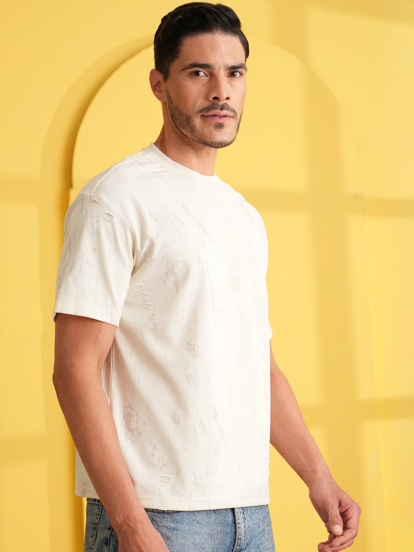 Men Oversize Printed Round Neck T-shirt White - Reprise