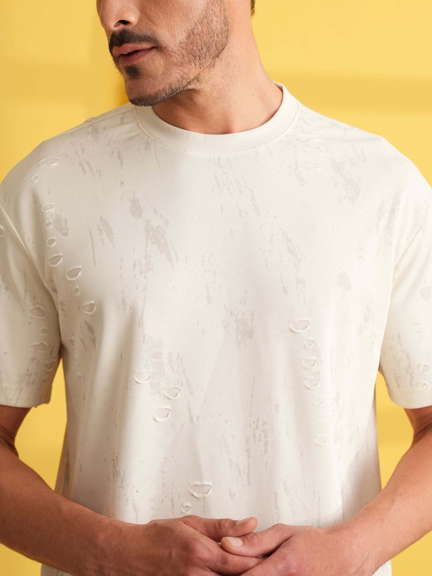 Men Oversize Printed Round Neck T-shirt White - Reprise