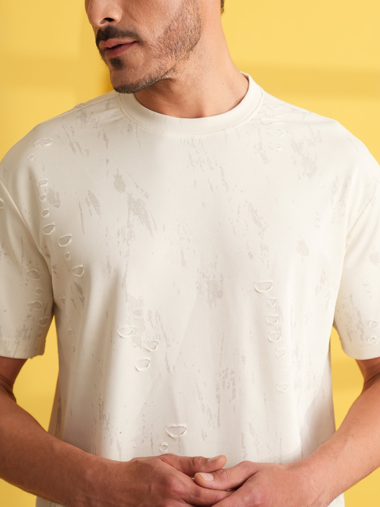 Men Oversize Printed Round Neck T-shirt White - Reprise