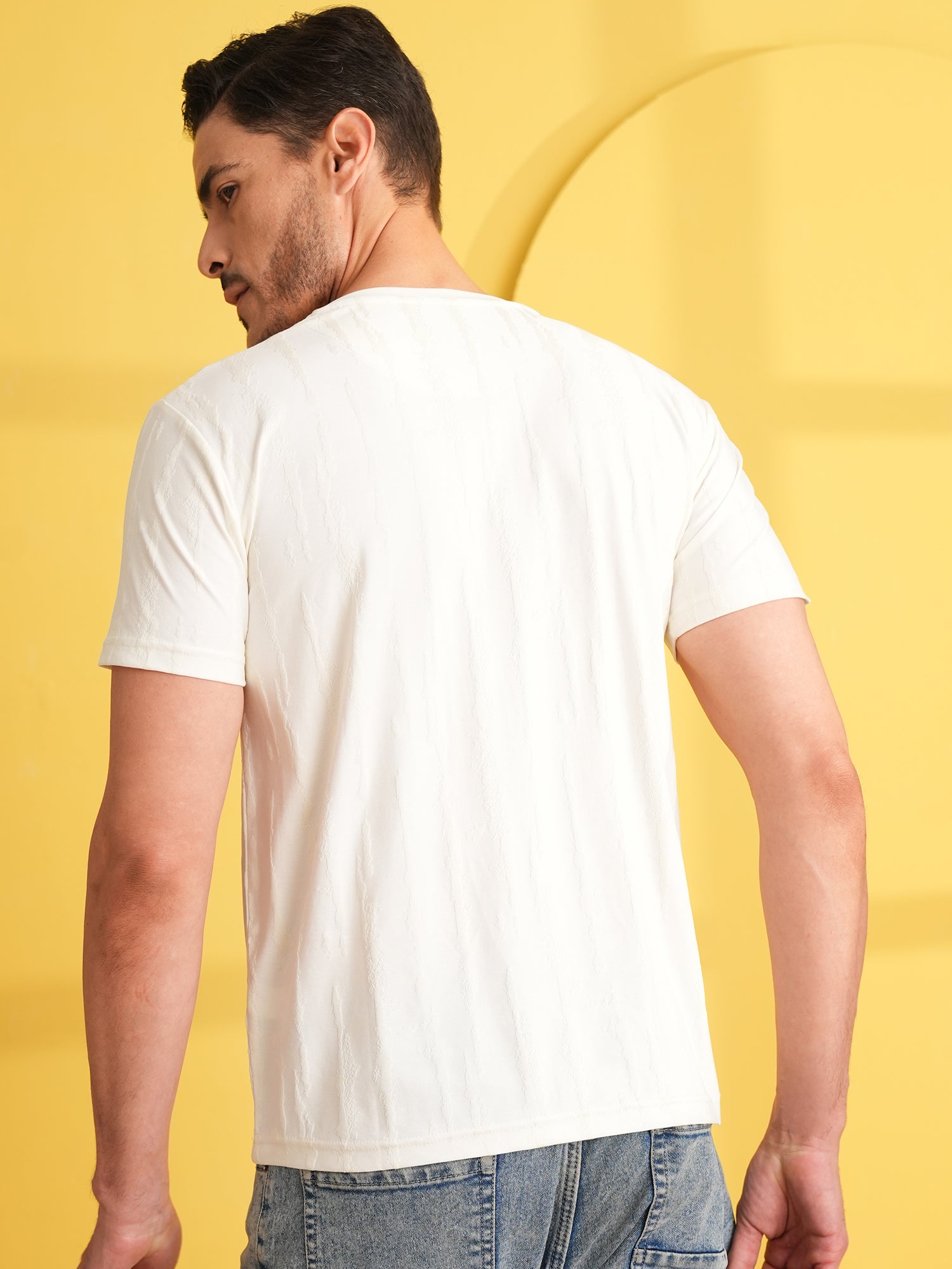 Men Textured Round Neck T-shirt White - Reprise