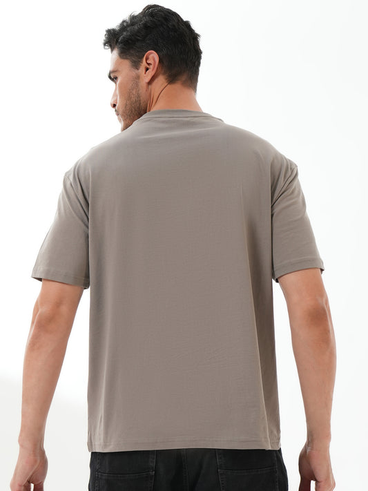 Men Oversize Printed Round Neck T-shirt Grey - Reprise