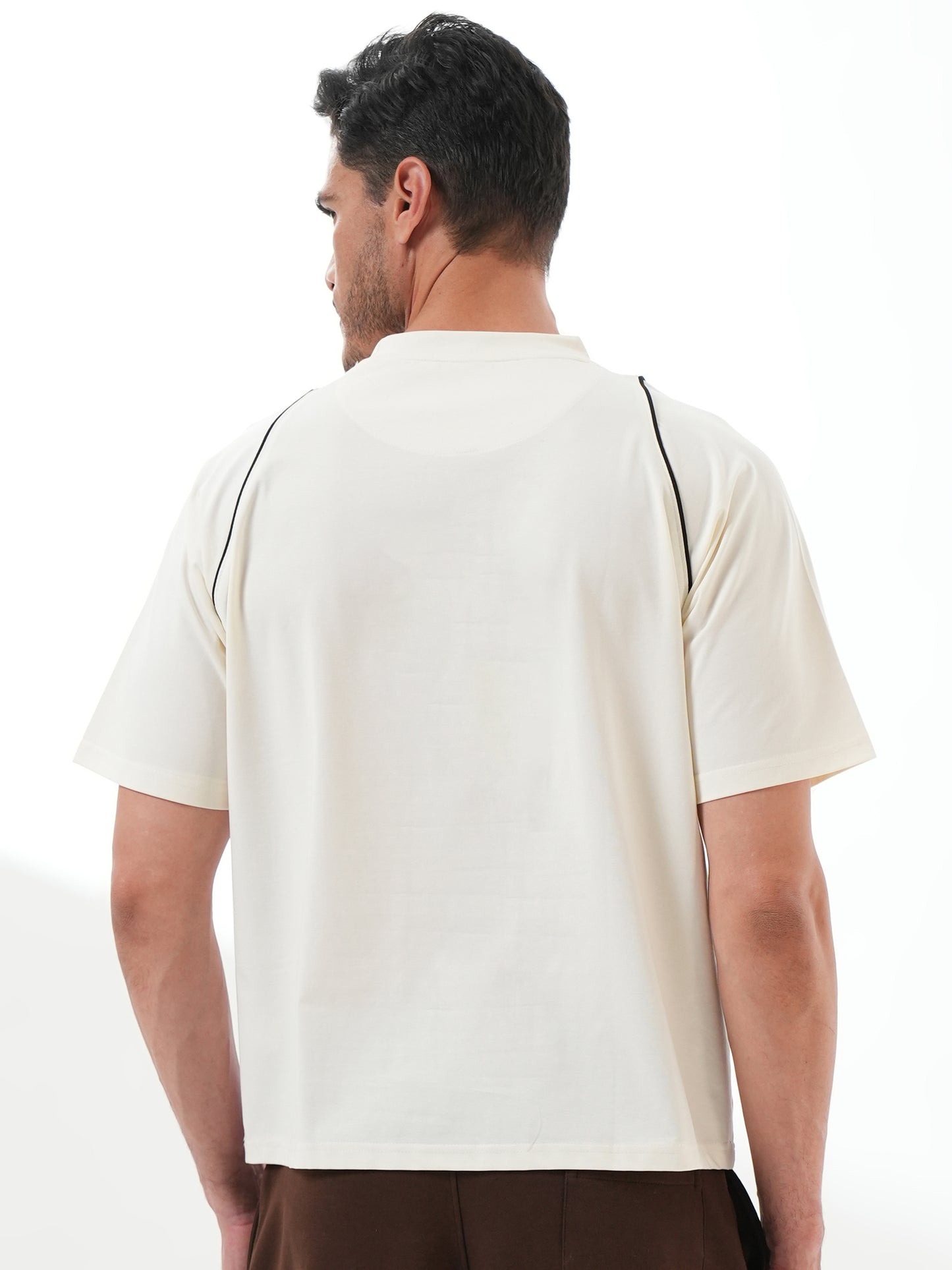 Men Oversized Printed Round Neck Drop Shoulder T-shirt White - Reprise