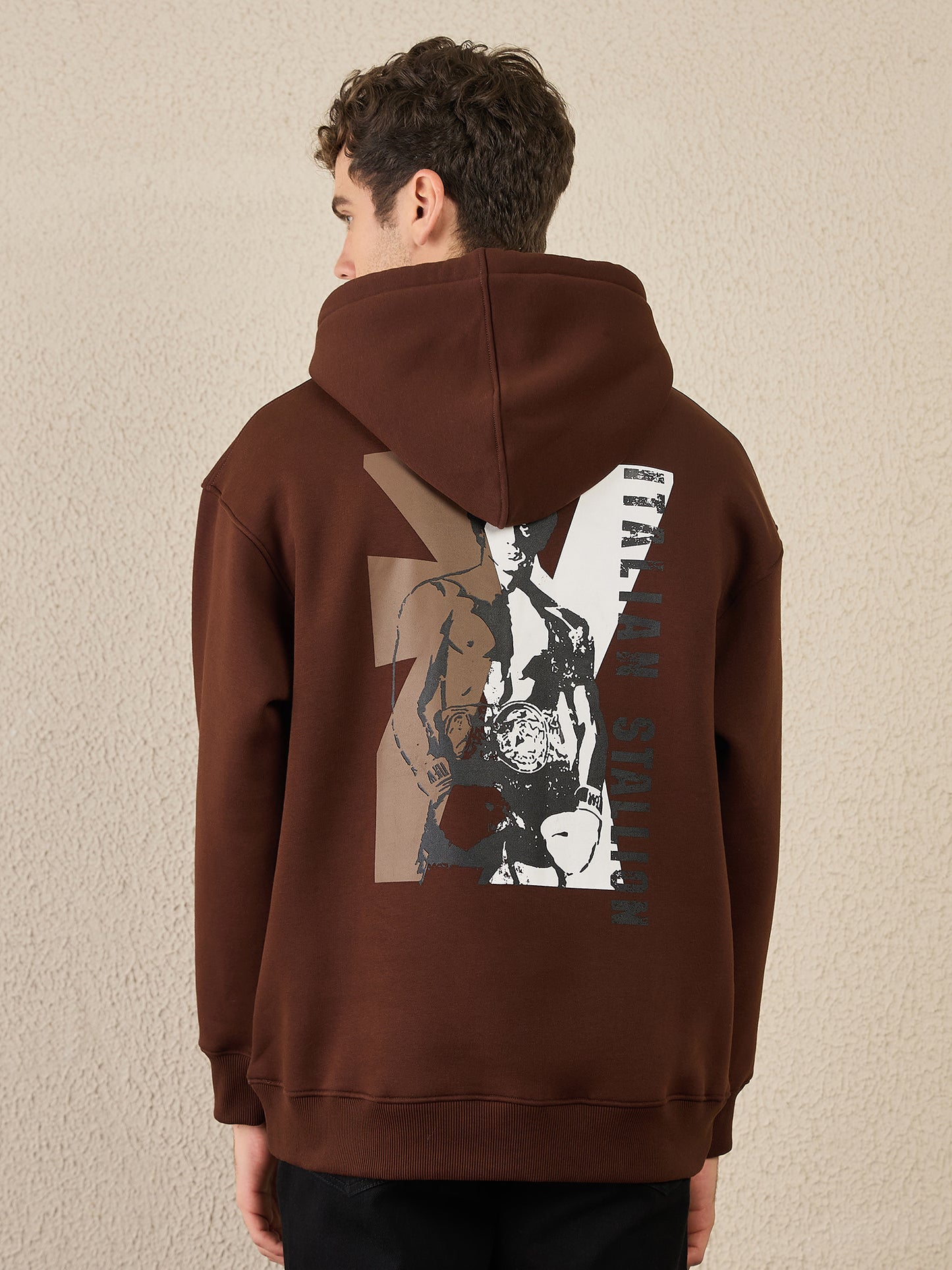 Reprise X Rocky Brown Oversize Printed Hoodie